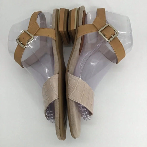 Pedro Anton Made in Spain Nude Leather & Suede Buckle Sandals NWOT Size 7.5 - Picture 5 of 12